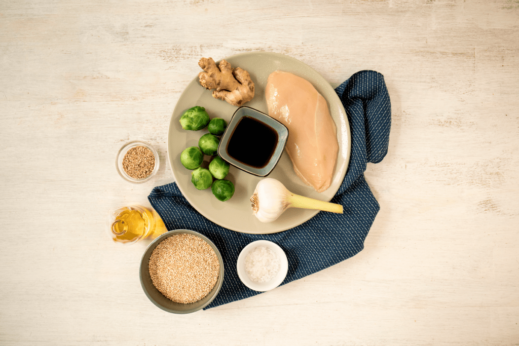 Zutaten für Rosenkohl mit Quinoa und Hähnchenbrust